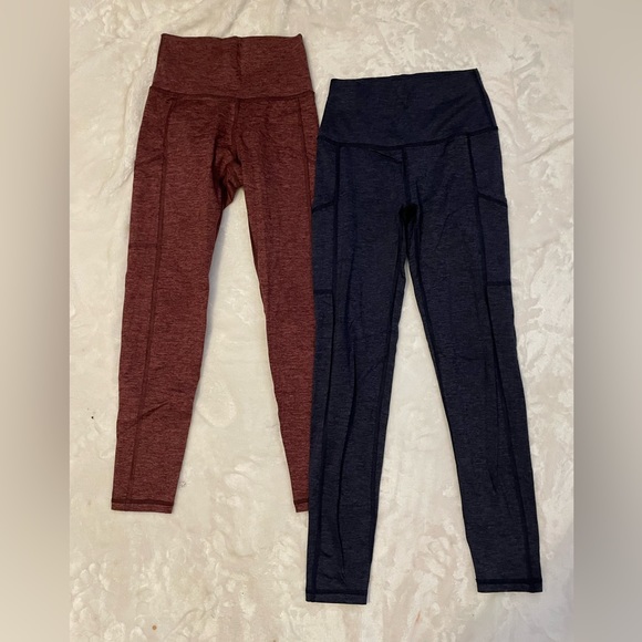 aerie Pants & Jumpsuits Aerie Athletic Leggings Set Navy Burgundy Poshmark
